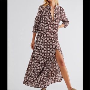 Free People Little Daisy Shirtdress Medium Brown